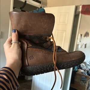 BORN Leather Rustic Lace-Up Ankle Boots
